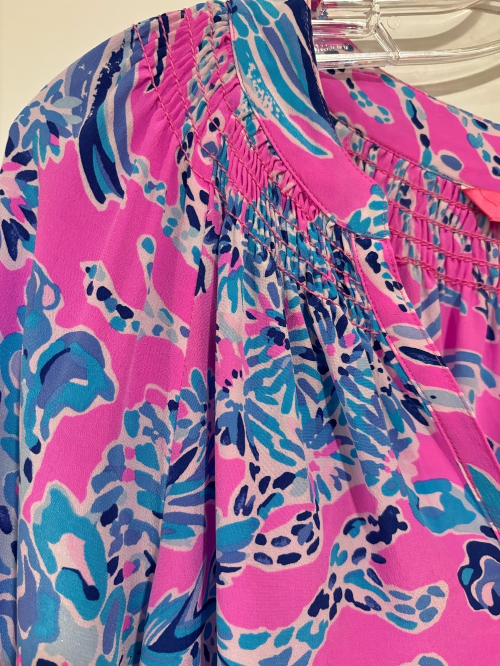 Lilly Pulitzer Elsa Silk Top Mandevilla Pink New Kids On The Dock Pink Blue S - Picture 3 of 13